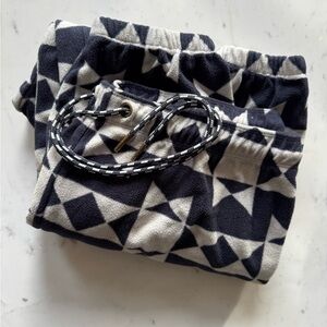 The Great x Eddie Bauer, Women Fleece Drawstring Sweatpants, Size L, Navy/White